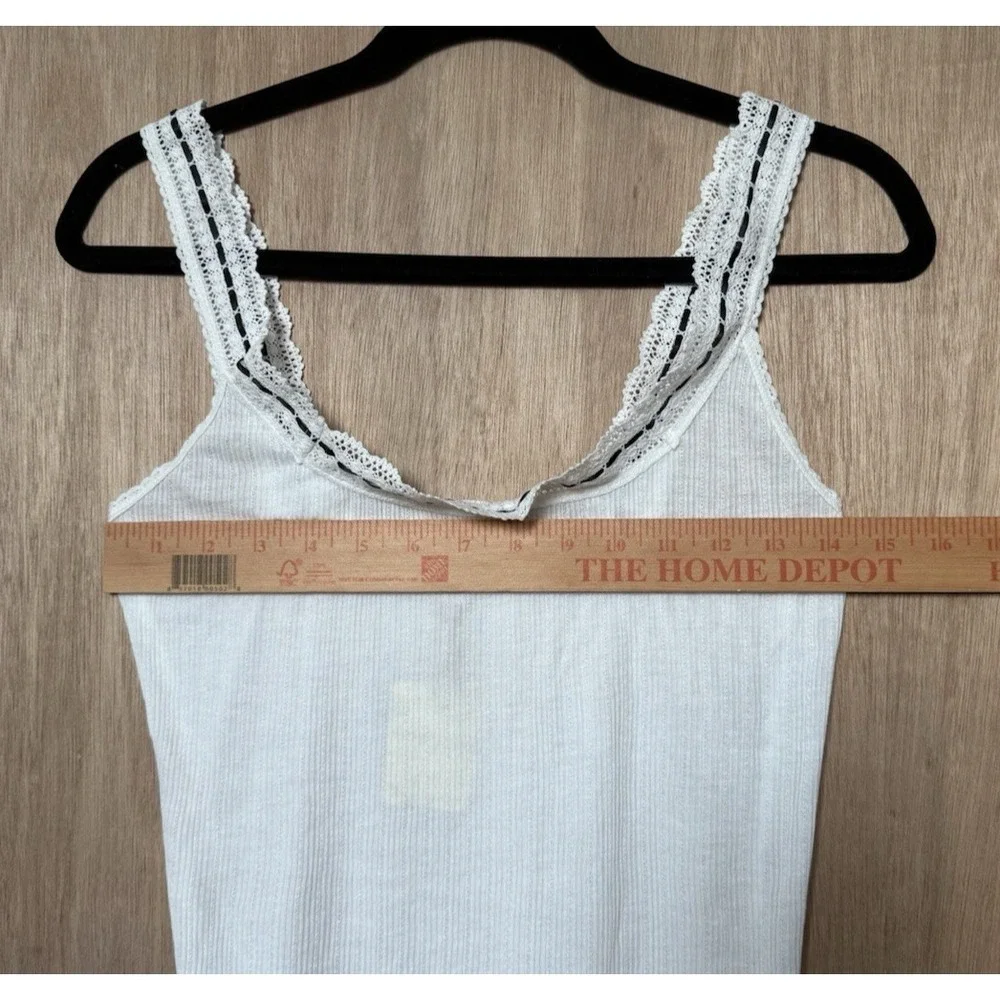 Free People Only You Tank Top Size Large NEW $38 White Sheer Ribbed Cotton